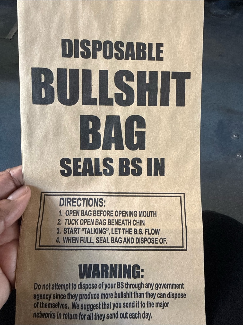 Novelty Disposable Bag - Tan 'Bullshit Bag' for Men